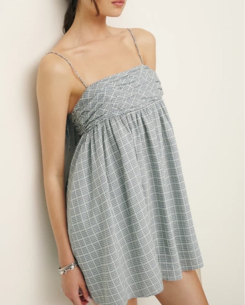 Reformation Babdydoll Gingham Mini Dress - Image 3