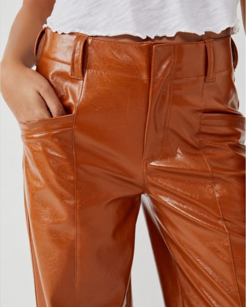 Free People Brown Leather Pants - Image 6
