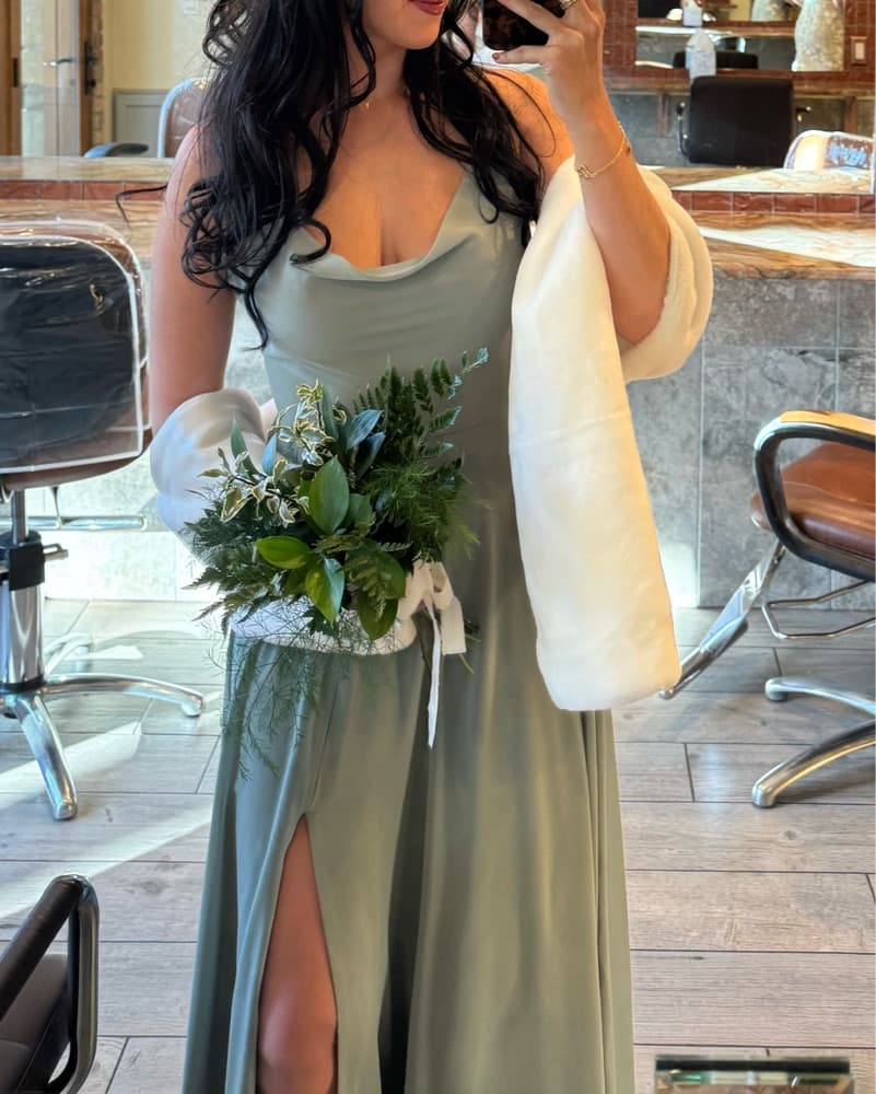 Lulu’s Sage Green Cowl Neck Dress - Image 5