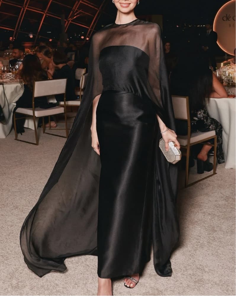 Black Dress With Shawl - Image 1