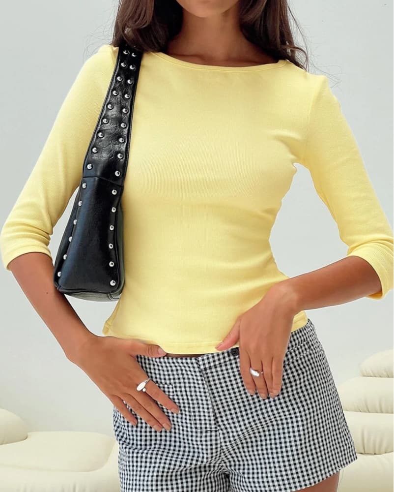 Vibrant Yellow Ribbed Knit Top And Short - Image 1