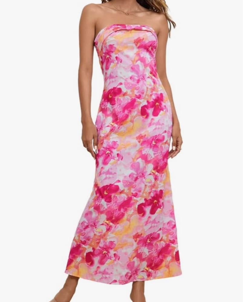 Pink floral maxi Dress - Image 1