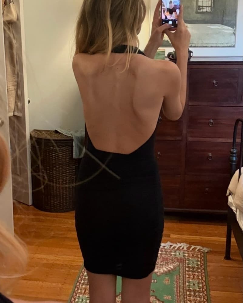 Deep V Cotton Mini Dress  Low Back - Image 2