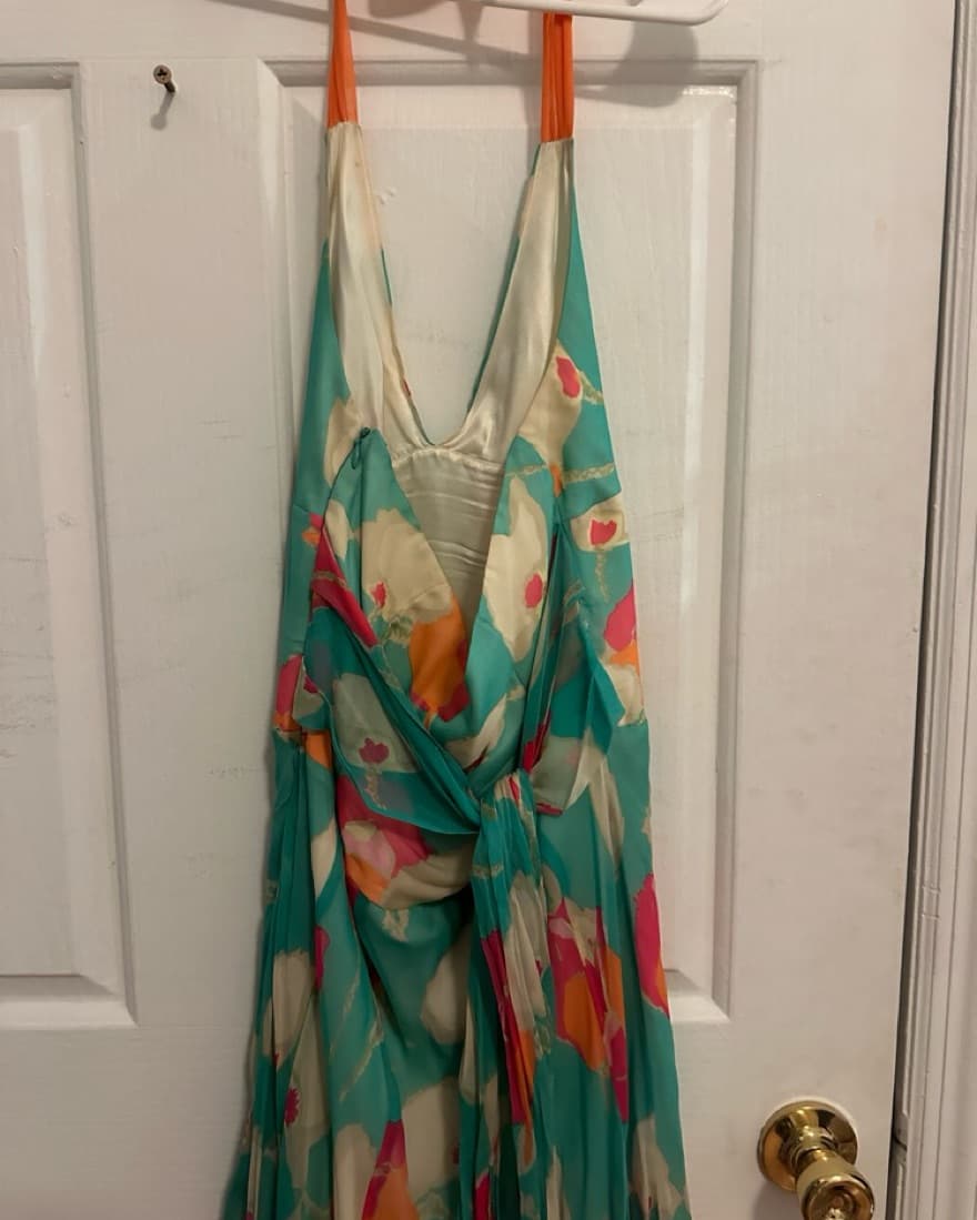 Vibrant Floral Halter Maxi Dress  - Image 3