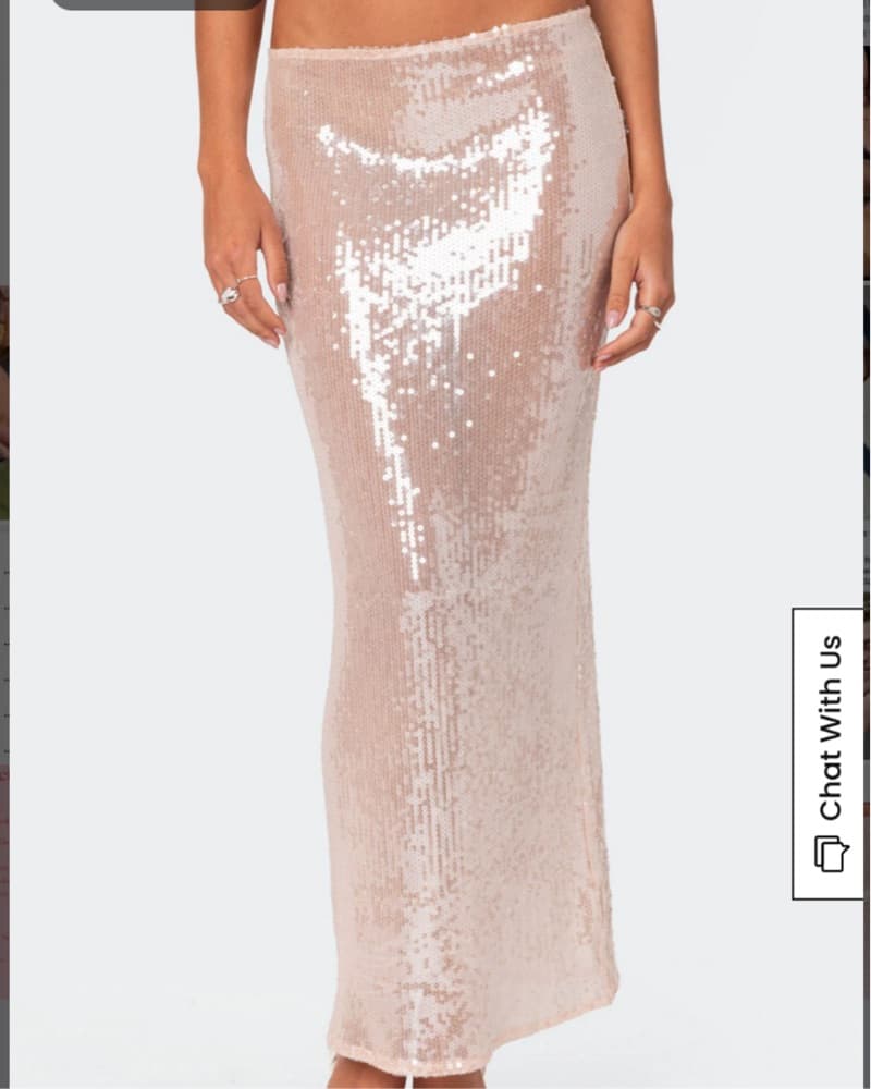 Edikted Pink Sequin Maxi Skirt - Image 2