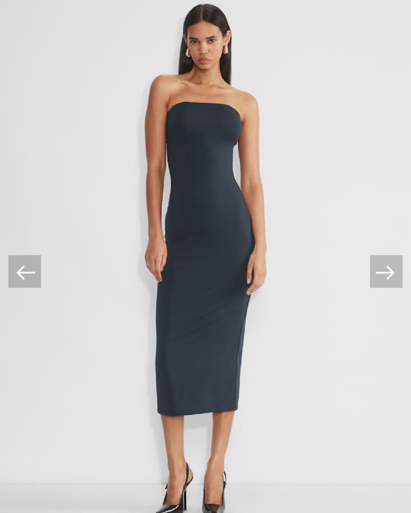Chic Strapless Contour Midi Dress - Image 1