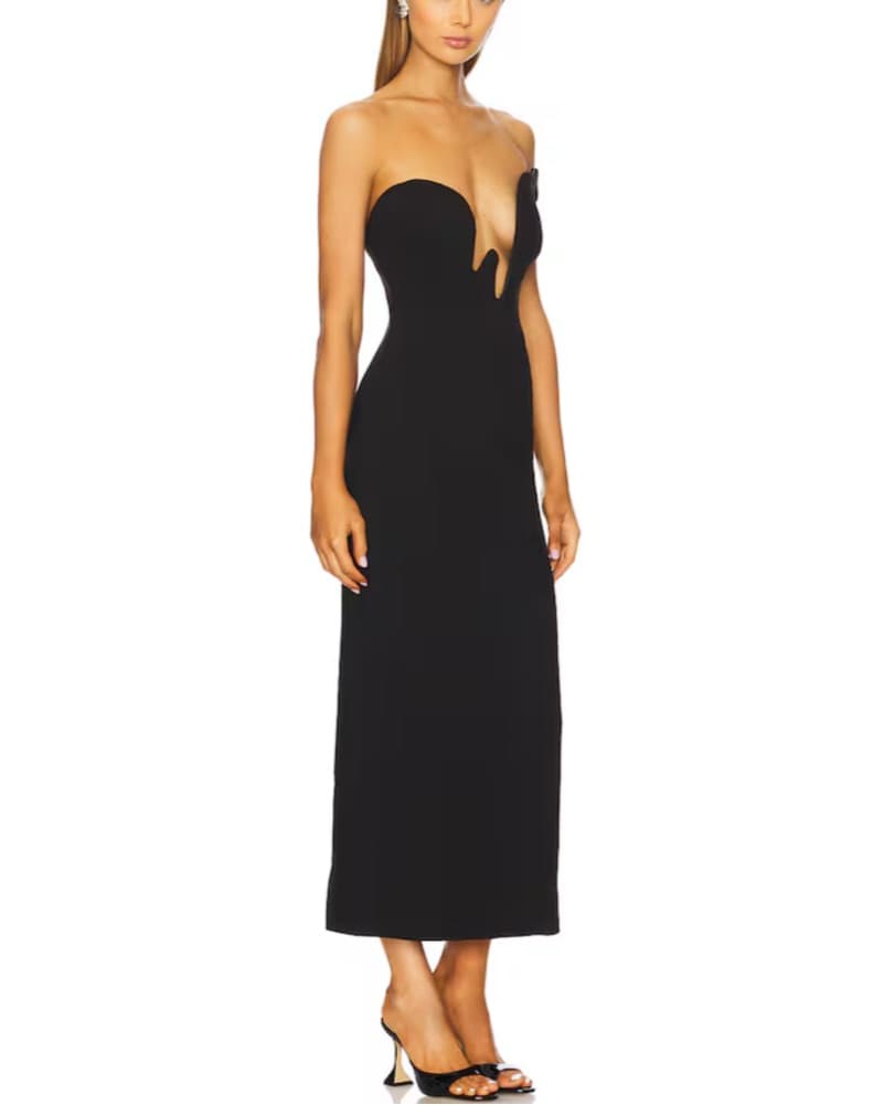Black abstract midi Dress - Image 2