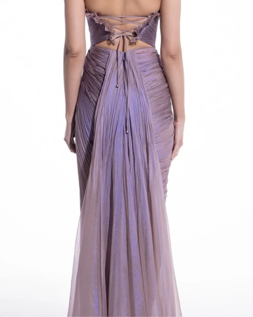 stretch lace dress Oksana Sheer Sleeveless 42 / length nav-358 Size:F (16-18) Silver Long Gray Mother