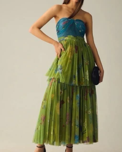 Enchanting Floral Pleated Dress - Image 1
