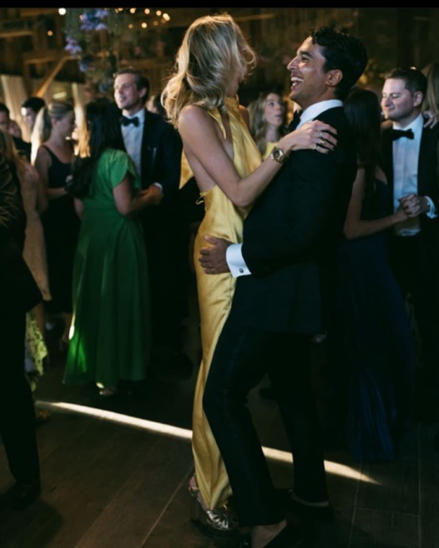 Yellow Silk Halter Neck Gown - Image 3