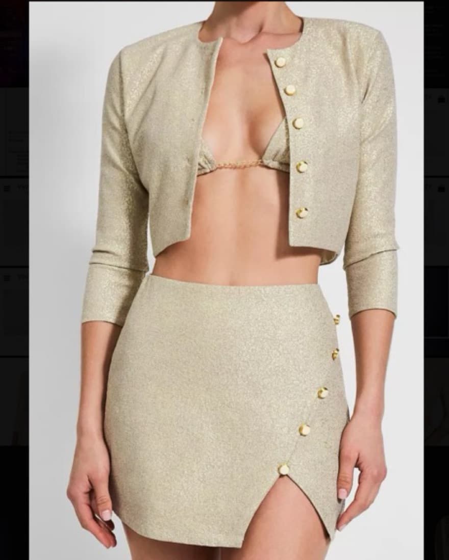 Devon Windsor Set Gold Cardi Skirt - Image 1