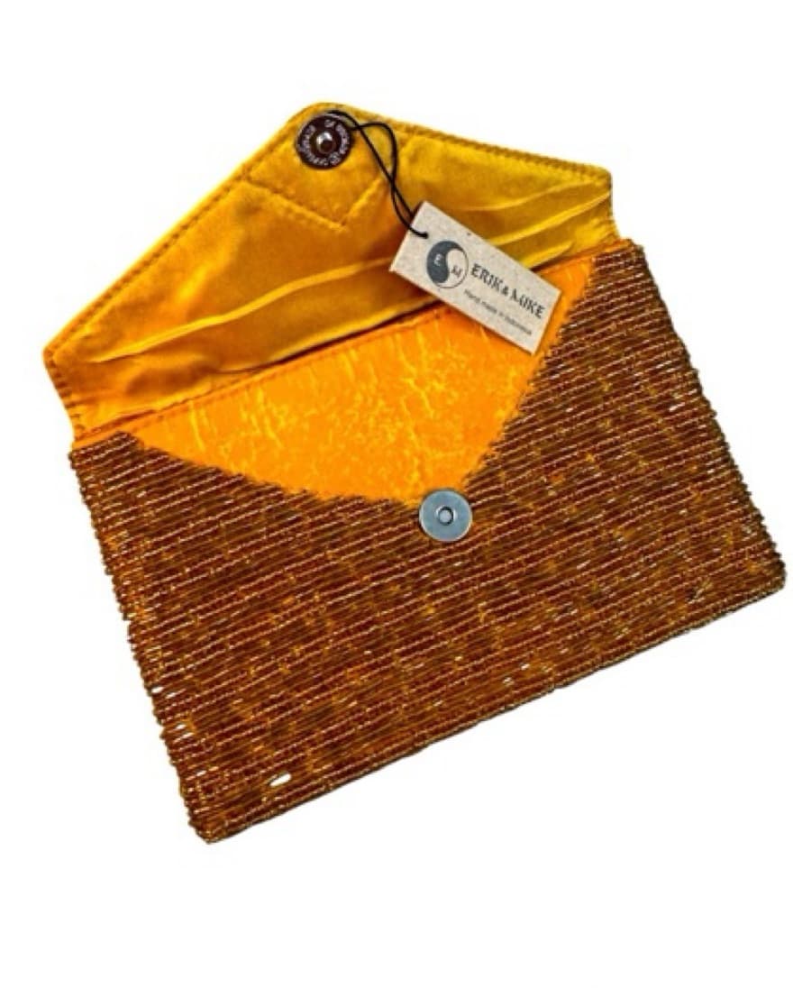 Orange/gold beaded envelope clutch - Image 2