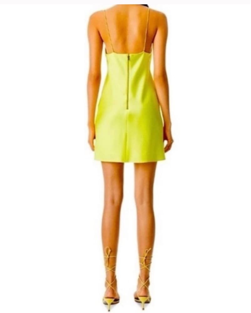 Vibrant Yellow Satin Slip Dress - Image 2