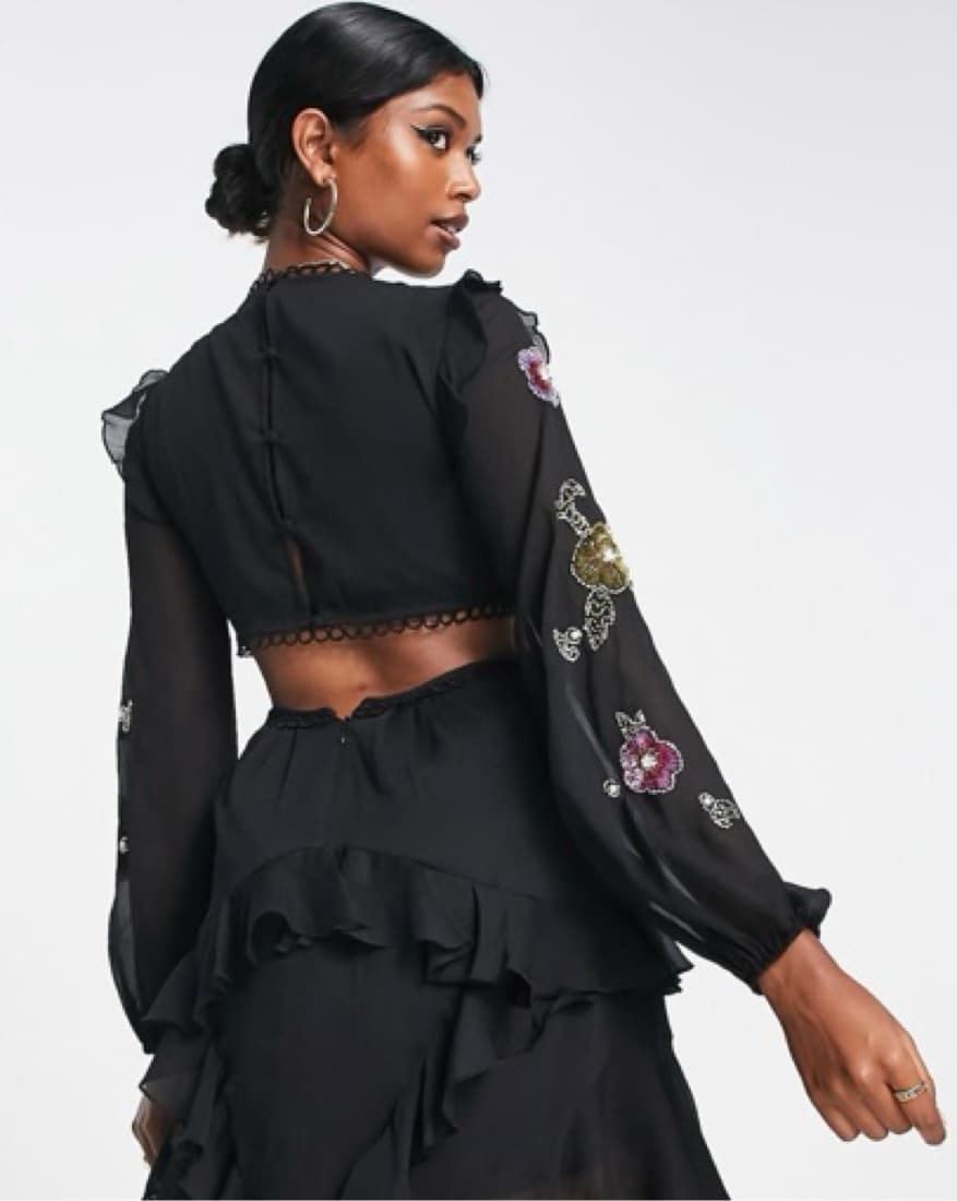 Floral Sequin Mini Dress - Image 3