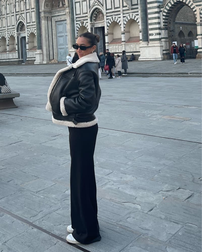Zara Vegan Leather & Shearling Coat - Image 2