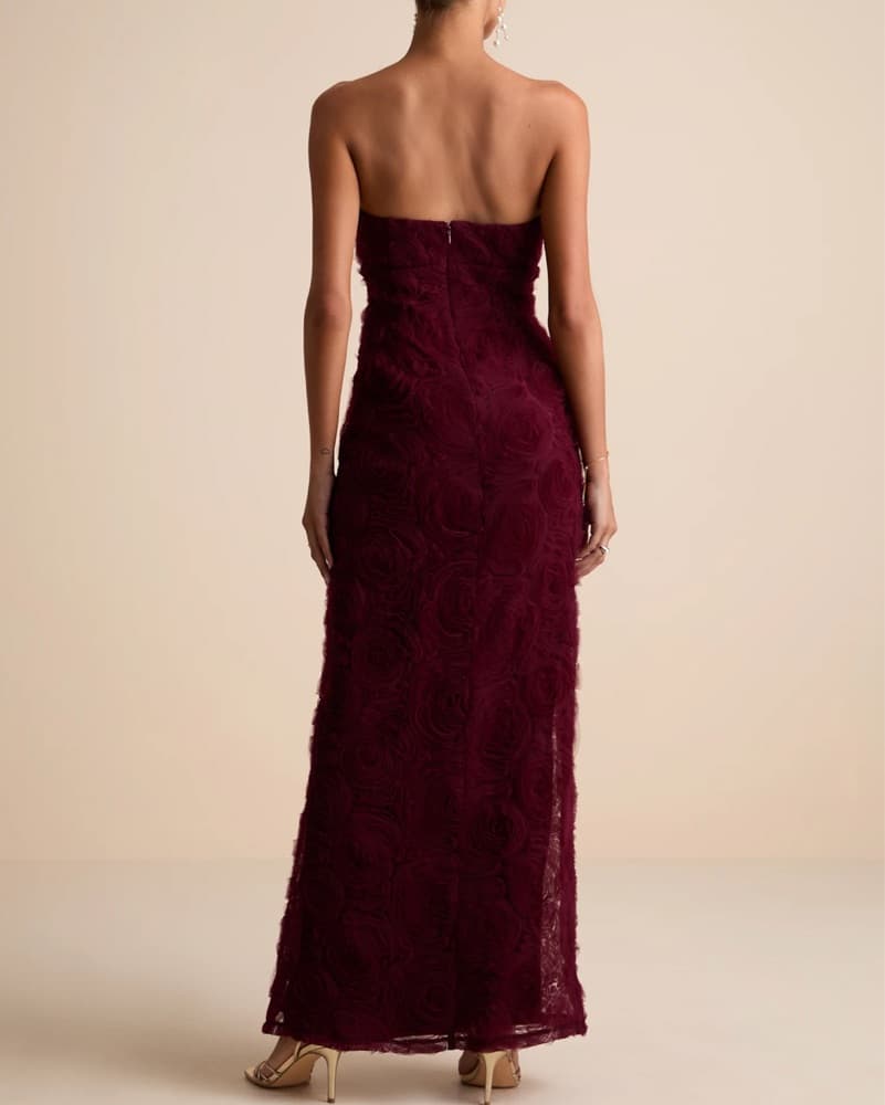 Burgundy Floral Maxi Dress - Image 2