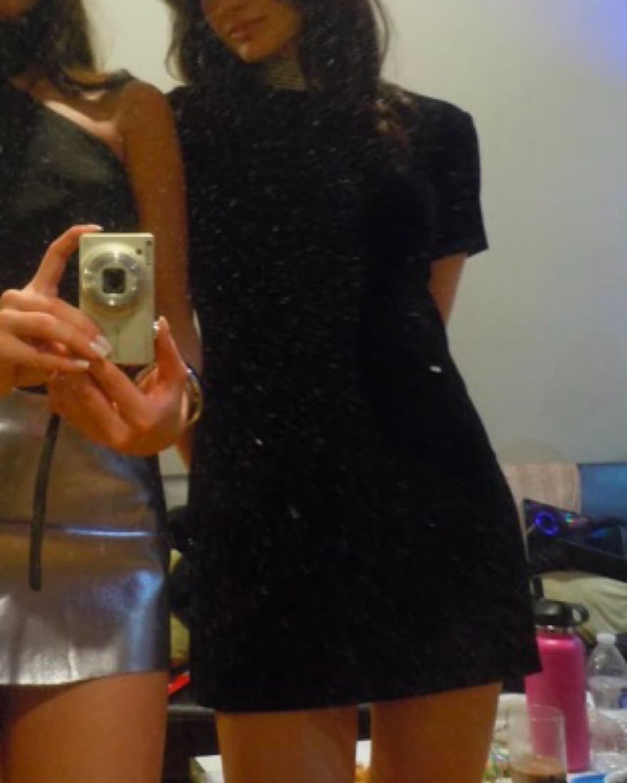 vintage velvet pearl mini dress/shirt - Image 4