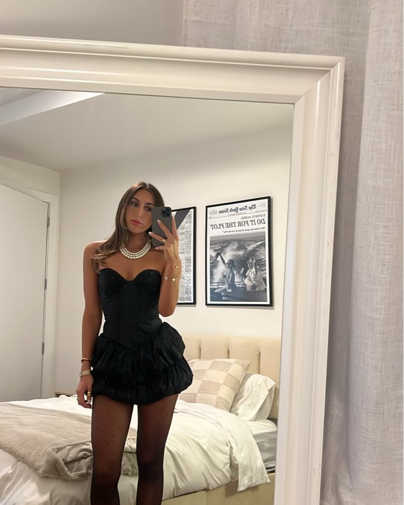 Strapless Black Ruffle Dress - Image 2
