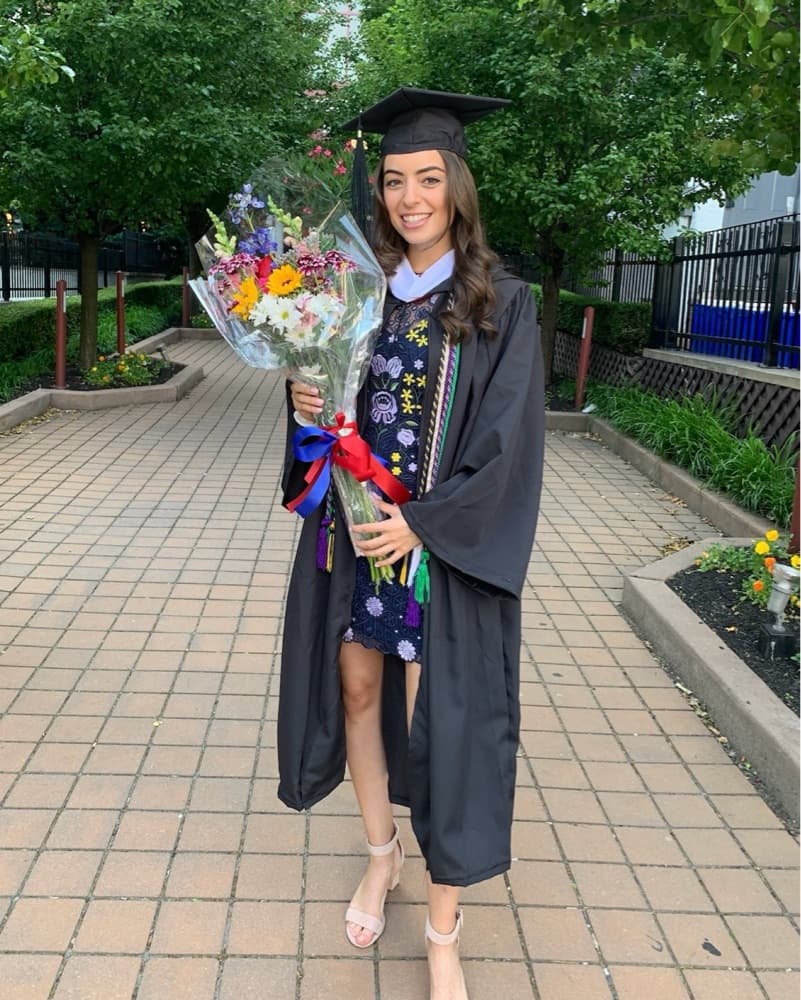 Blue Floral Graduation Dress - Image 1