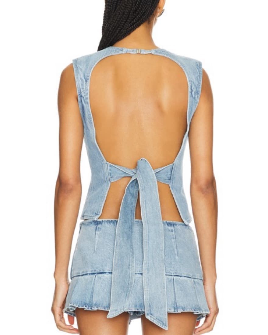 Stylish Denim Crop Top and Mini Skirt Set - Image 4