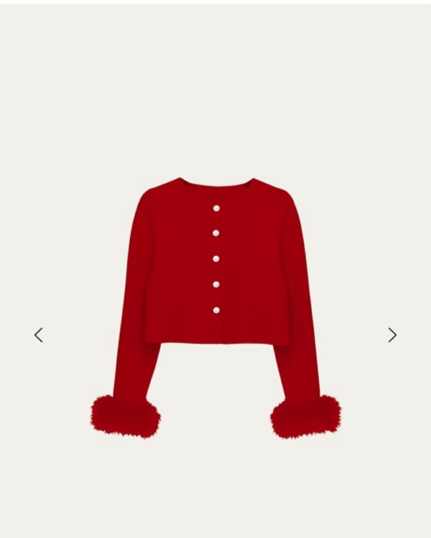 Sleeper Cropped Feather Trim Cardigan - Image 2