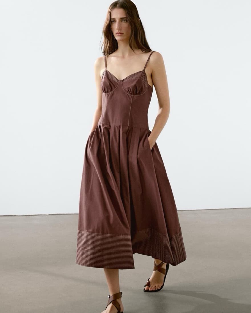 Massimo Dutti Brown Seam Dress - Image 4