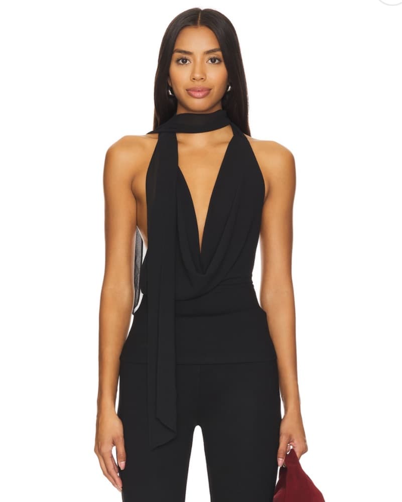 Majorelle Kelly Halter Top In Black - Image 1