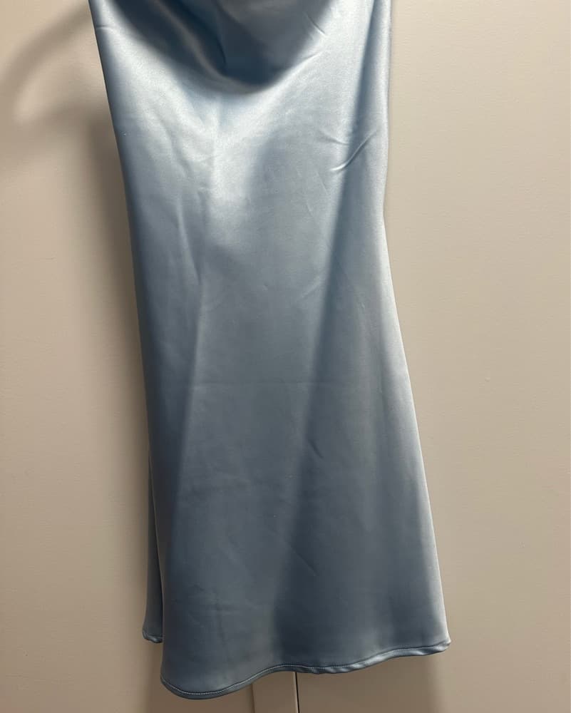 LE LIS Blue Satin Cowl Neck Mini Dress - Image 2