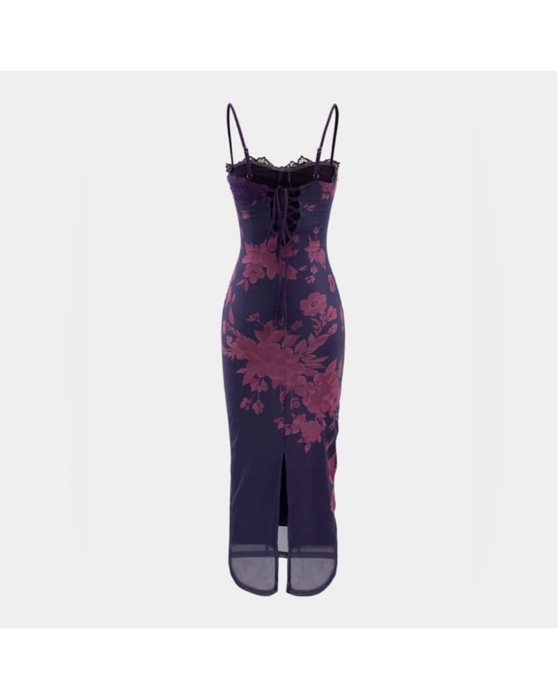 Purple Pink Lace Up Corset Dress - Image 2