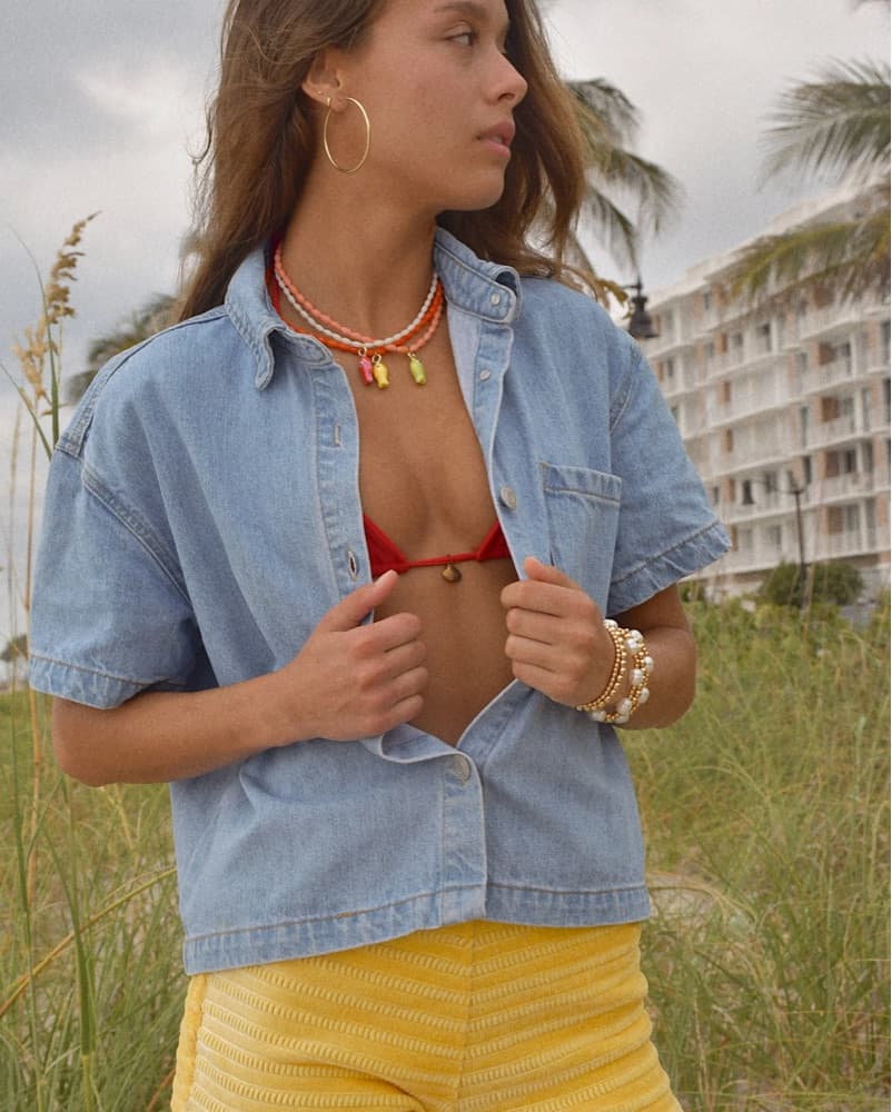 Logan Tay White Beaded Fish Necklace - Image 3