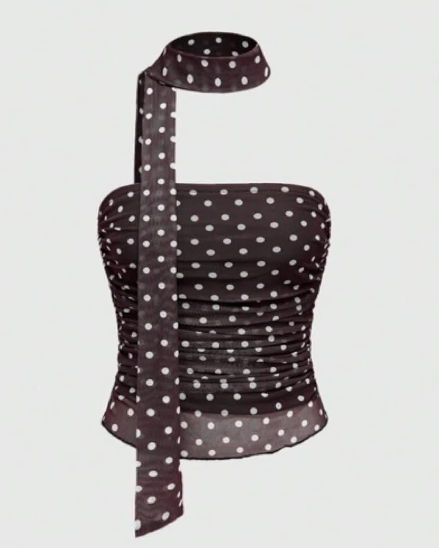 Polka Dot Strapless Top w Matching Scarf - Image 1