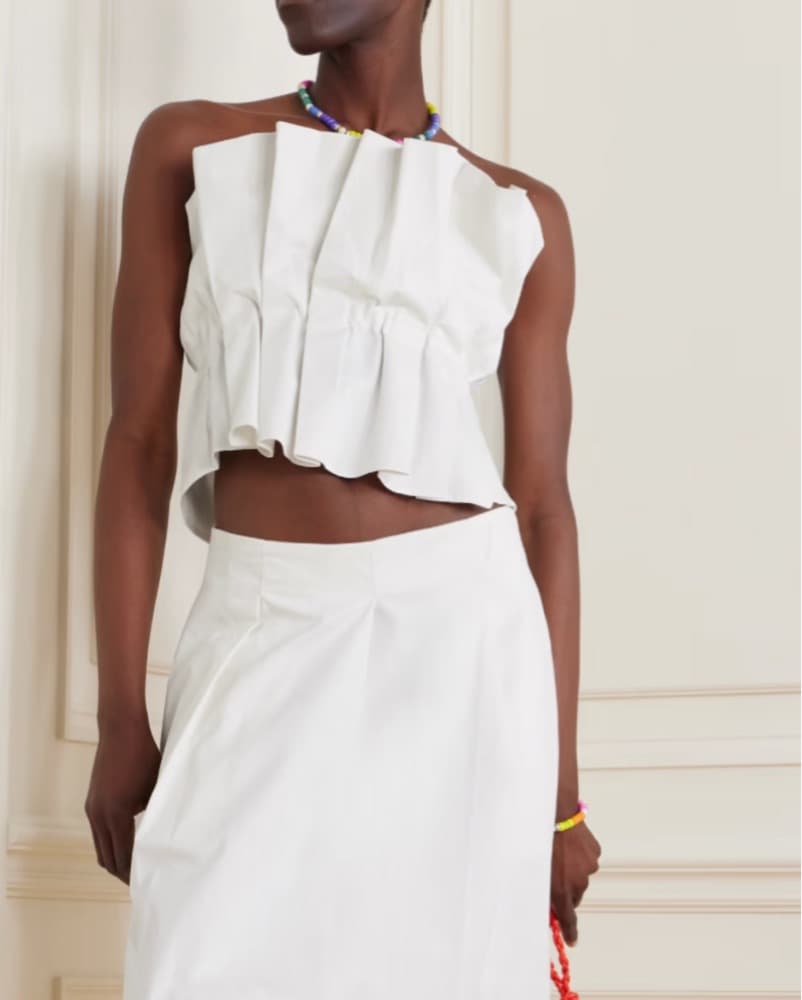 Staud Dover Pleated White Top  - Image 3