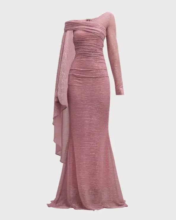 $2450 Talbot Runhof Metallic Voile Gown - Image 1