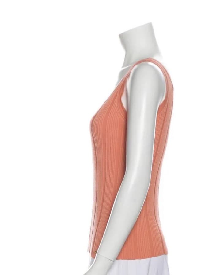 CHANEL size 38 peach cotton tank - Image 5