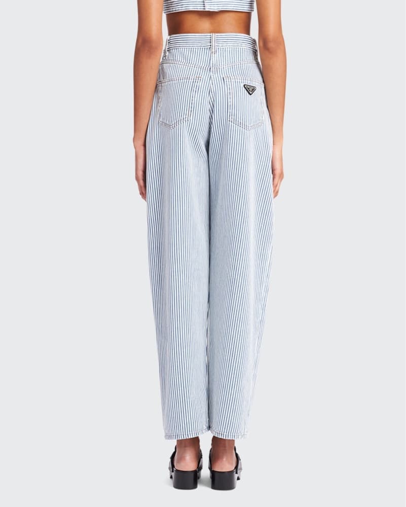 Prada Striped Denim Straight Leg Pants - Image 4