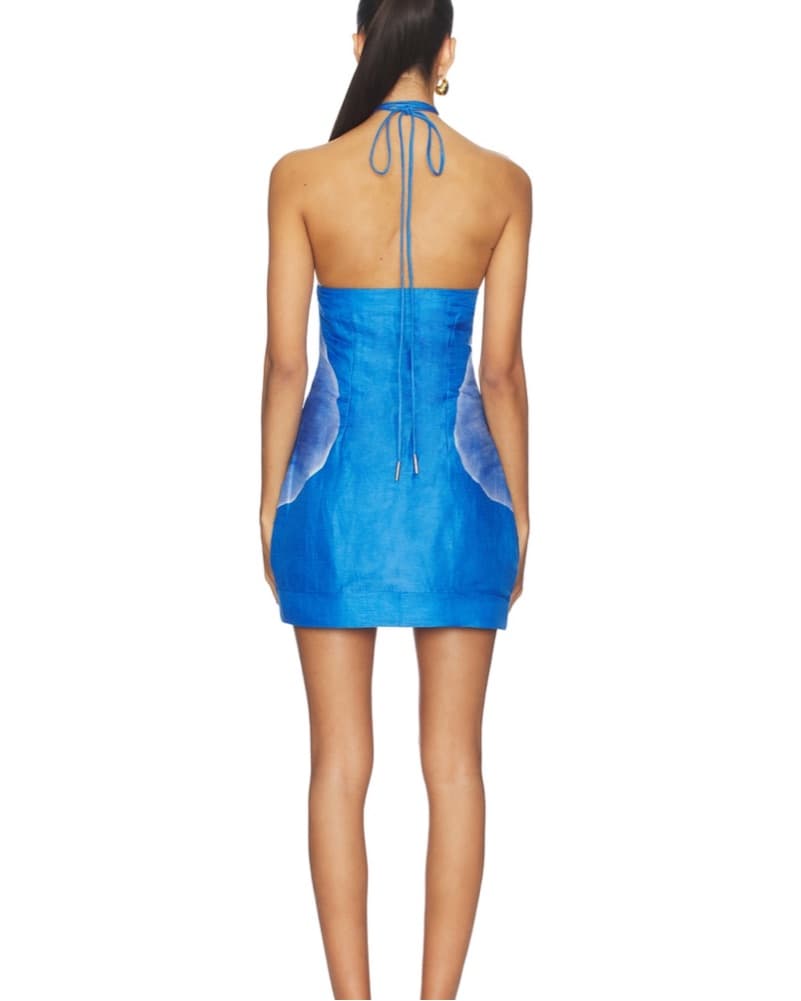 Vibrant Blue Floral Mini Dress - Image 3