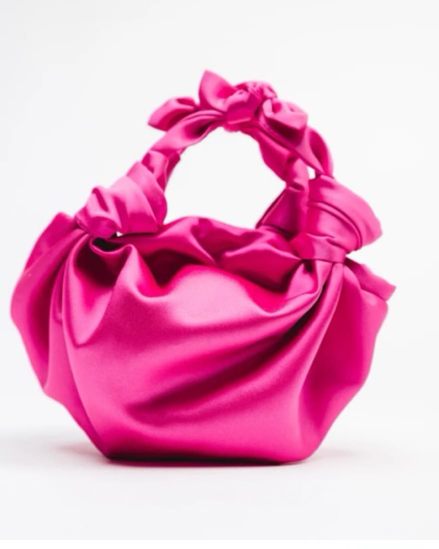 NLA Pink Silk Tie Knot Bag - Image 1