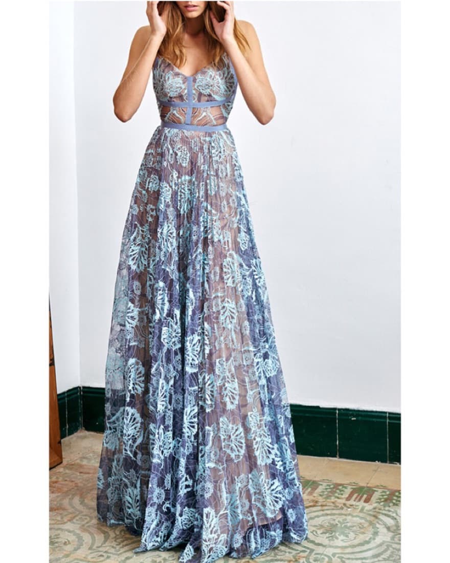 Alexis Blue Lace Gown  - Image 1