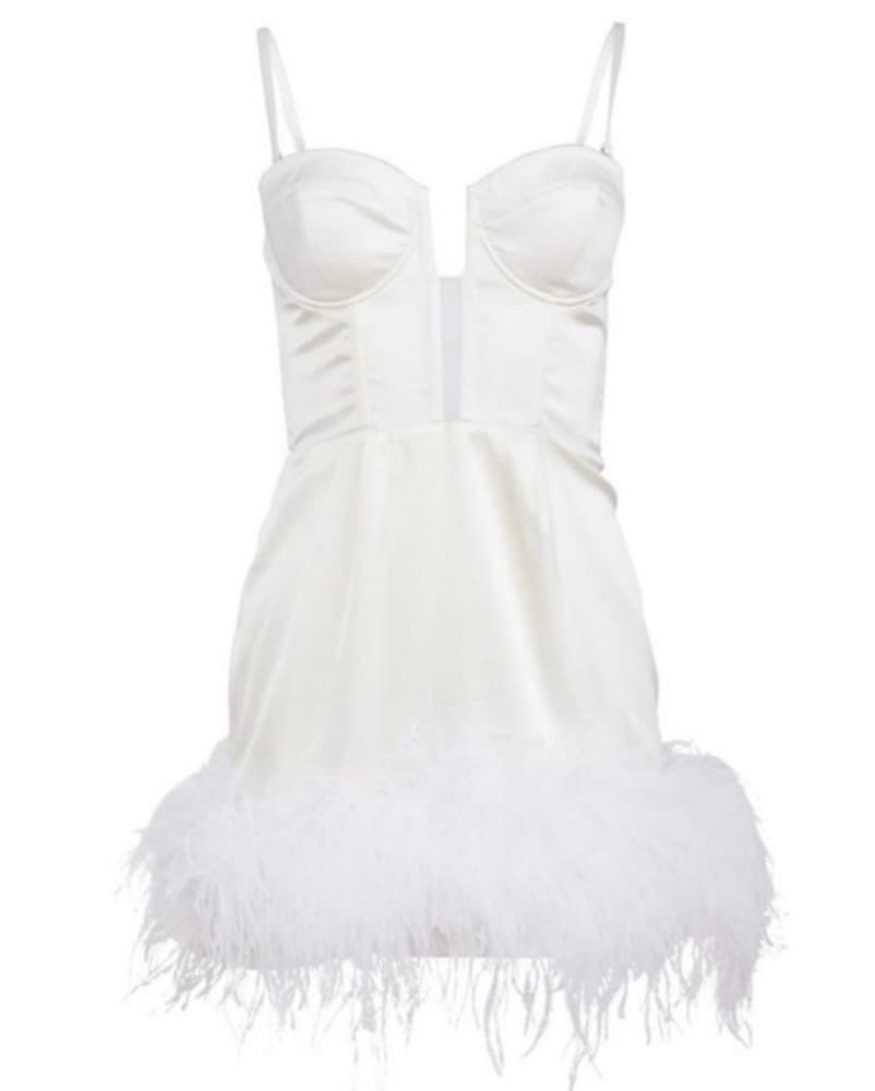 Fleur Du Mal White Feather Dress XS - Image 4
