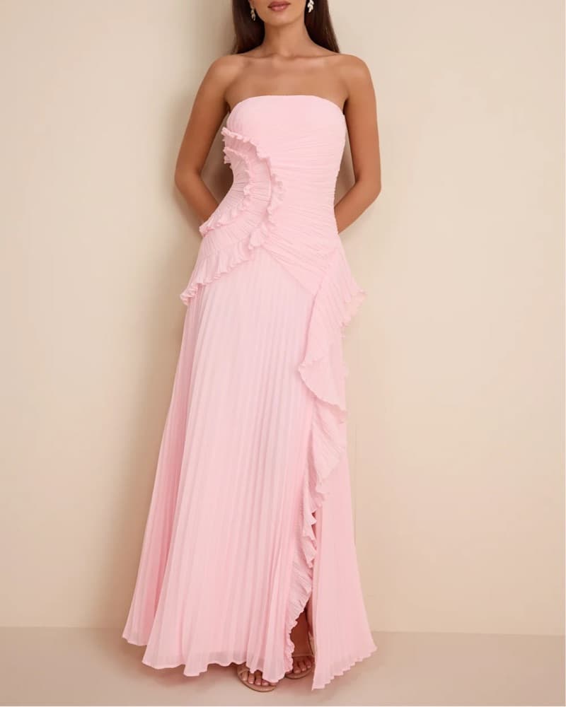 Baby Pink Ruffle Maxi Dress - Image 2