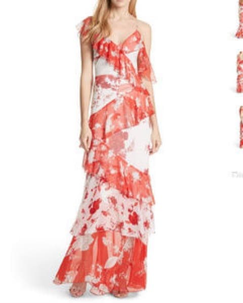 Alice + Olivia Red Ruffle Floral Dress - Image 4