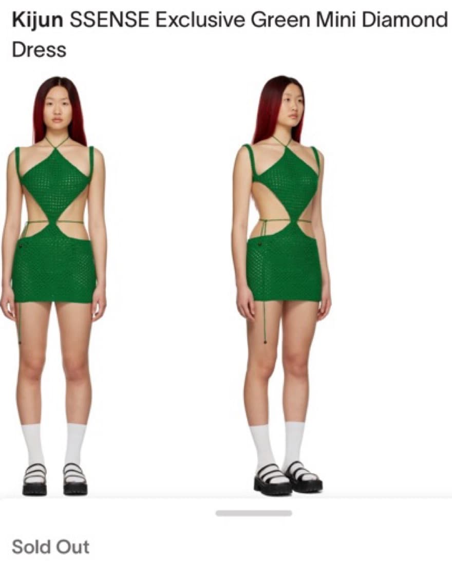 Kijun SSENSE Exclusive Green Mini Diamond Dress - Image 3