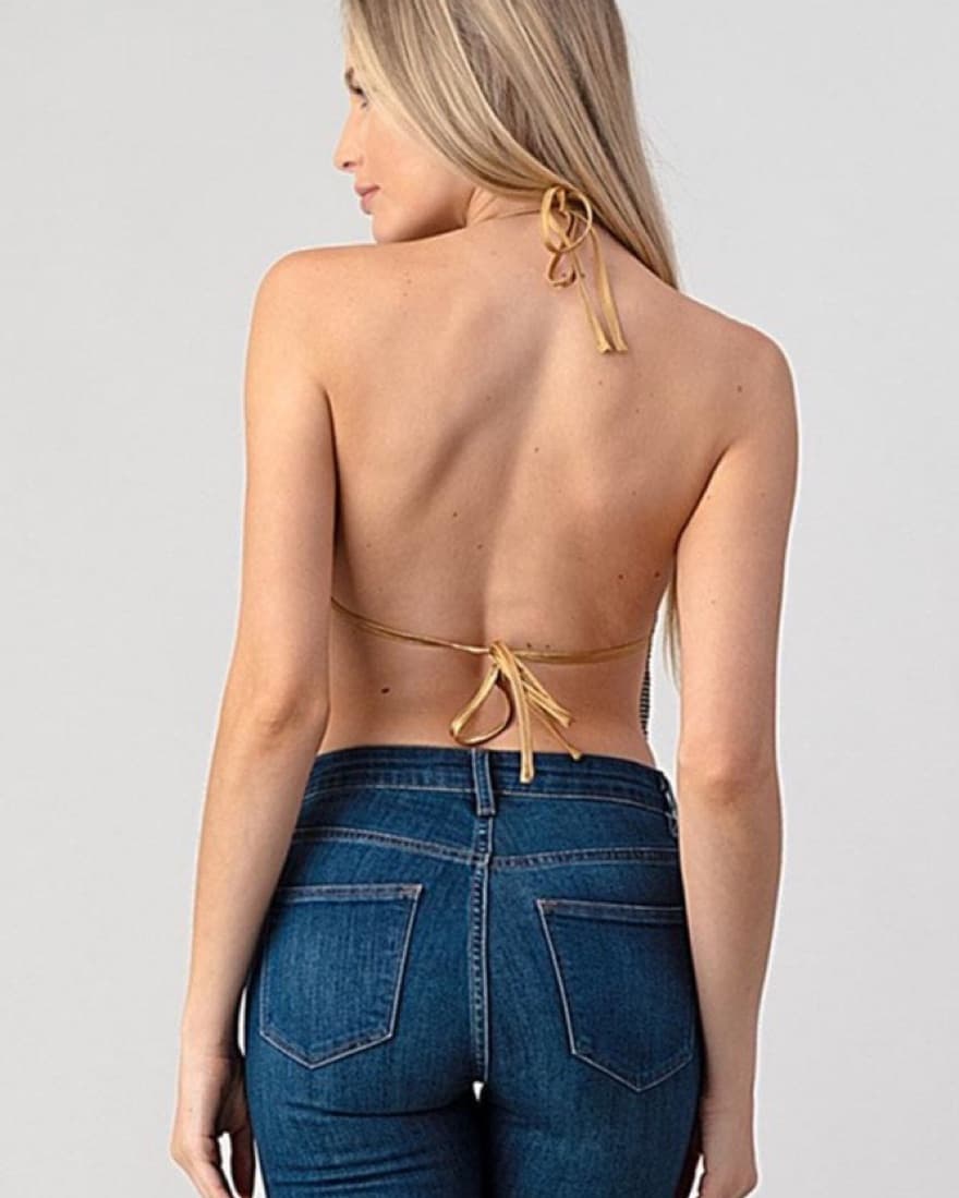 Gold Rhinestone Backless Top - Image 2