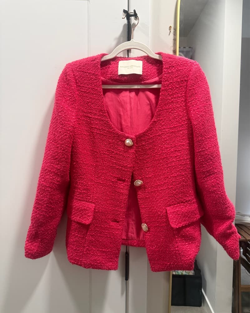 Amanda Uprichard Hot Pink Tweed Jacket - Image 2