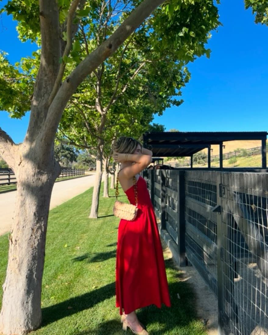 Red Drop-Waist Maxi Dress - Image 2