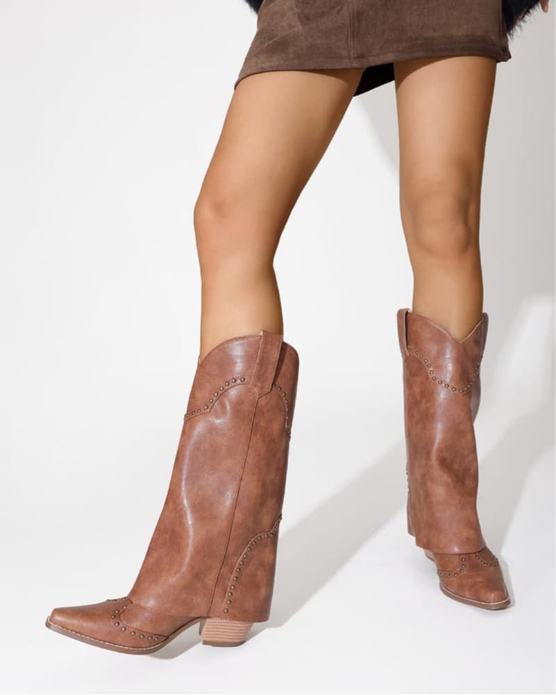 Studded Brown Cowgirl Boots - Image 4