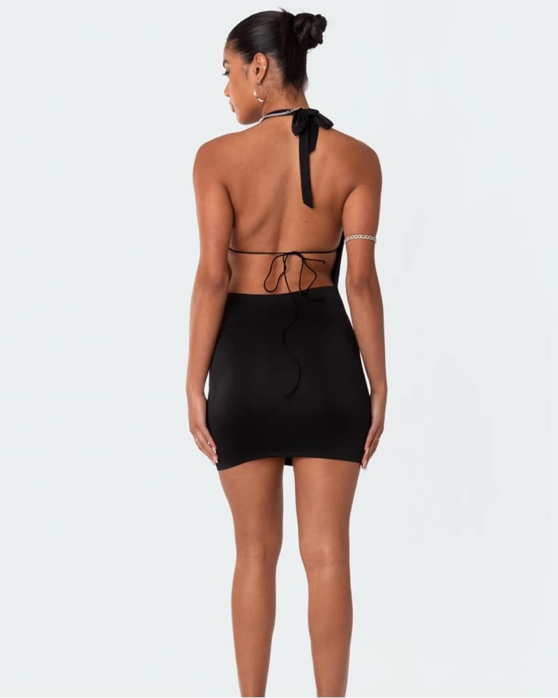 Black Halter Mini Dress - Image 2