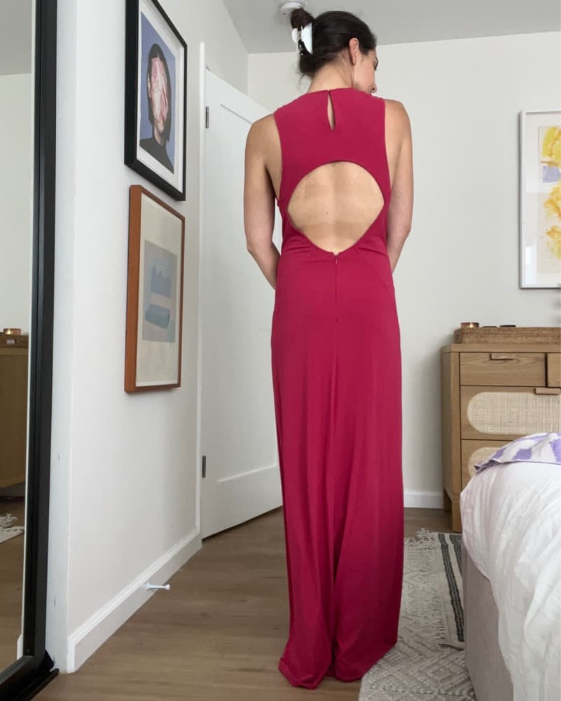 Dark Pink / Red Backless Maxi Dress - Image 2