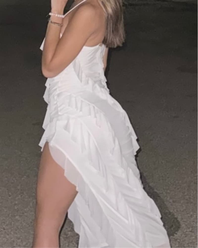 Elegant Ruffled White Maxi Dress - Image 4