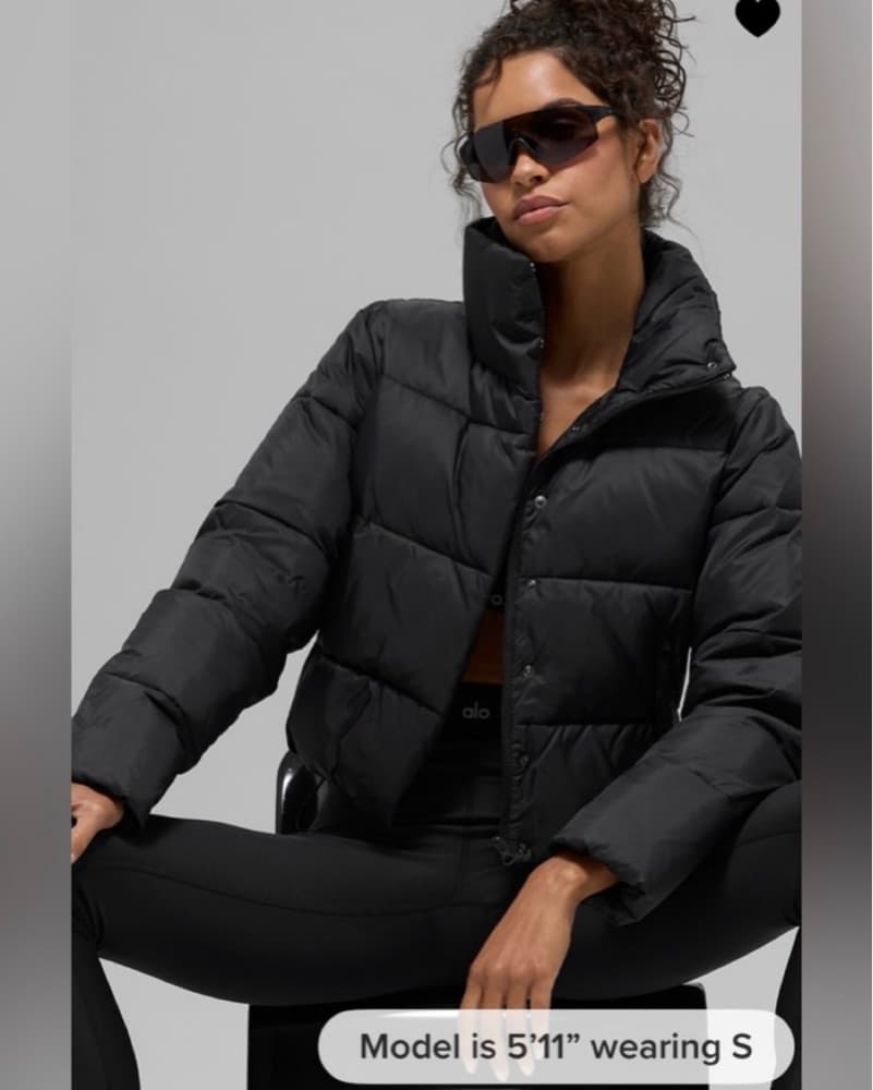 Alo Black Cropped Puffer Jacket - Image 1
